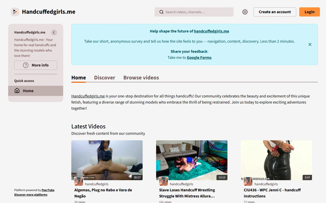 Screenshot: Handcuffedgirls Website Review Screenshot of Handcuffedgirls Website Review